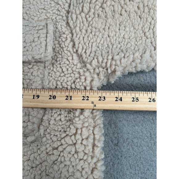H&M Shirt Jacket Women's Small Beige Teddy Shacket Shearling Cozy Oversized - Picture 8 of 9